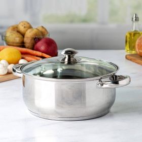 Round 5-Quart Stainless Steel Dutch Oven with Glass Lid