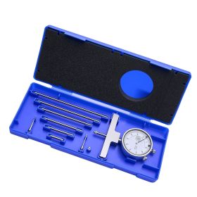 Depth Gauge, Depth Micrometer 0-22 inch Measuring Range, 0.001" Resolution, with 4 Anvils & 6 Standard Rods