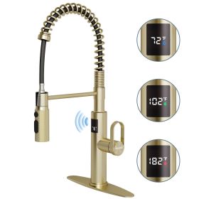 Touchless Kitchen Sink Faucets (Main Color: Brushed Gold, Main Material: Stainless Steel)